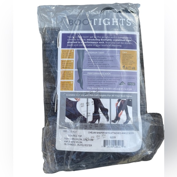 Leg Up Accessories - Leg Up Bootights Premium Tights Attached to Performance Socks Black Size B